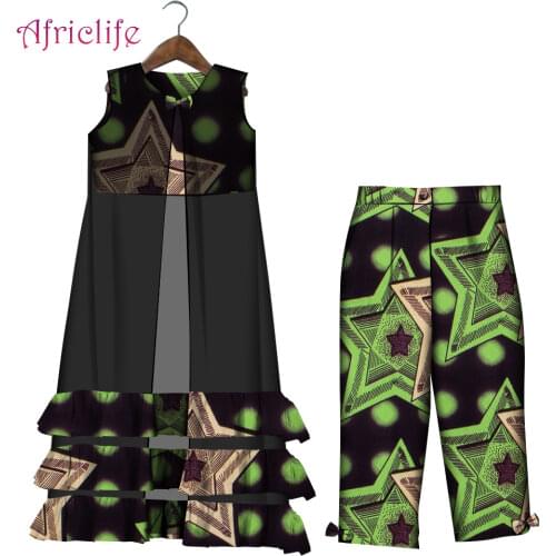 African Sweetheart Girl Children Sleeveless Pants Suit Beautiful Lace Parchwork Wedding Party Sets For Daughter Clothes WYT694