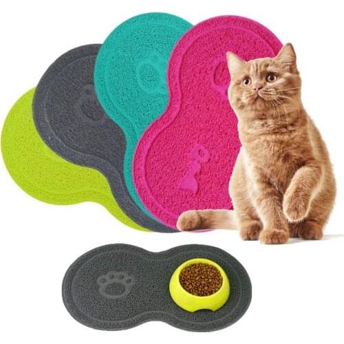Pet Feeding Mat Dog Cat Eating Drinking Bowl Pad Waterproof Non-slip Mat Pet Litter Puppy Water Food Dish Tray PVC Feed Placemat