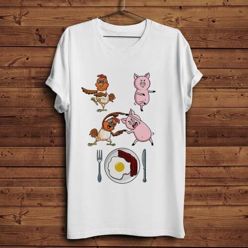 Chicken and pig dragon fusion dance funny t shirt men summer new white casual homme cool hipster t-shirt