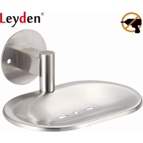 Leyden Stainless Steel 3M Adhesive Free Drilling Soap Dish Holder Brushed Shower Bar Soap Dish Soap Holder Bathroom Accessory