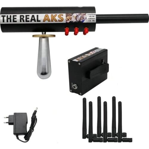 Black The Real AKS Gold Long Range Metal Detector 6 Antennas Plastic Case for Gold Silver Gem Diamond