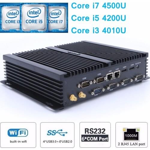 Intel Core i7 Mini PC Windows 10 i7 5550U i5 4200U Fanless Industrial Computer 2 Gigabit LAN 6 RS232 COM