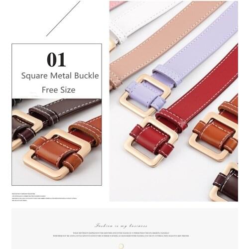 Fashion Square buckle belt woman Genuine leather belts for women Quality cow skin strap female girdle for jeans width 2.8 cm