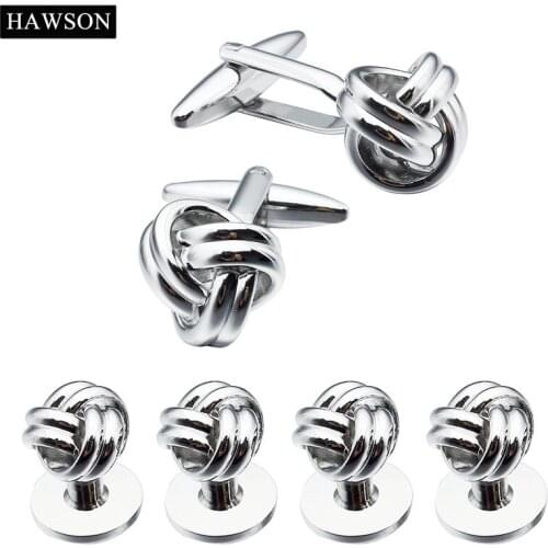 Brand Hawson Fashion Jewelry Novelty Cufflinks Studs Free Gift Box for Groom Dress Set Button