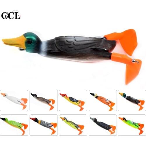 CCLTBA 9.5cm 12g Soft Bait Duck Fishing Lures Topwater Rotate feet Silicone Body Artificial Lure Pike Bass Fishing Tackle