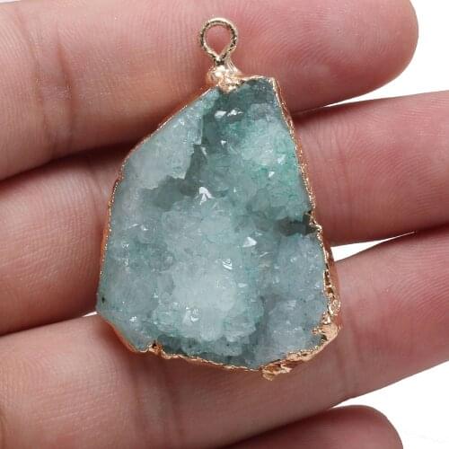 Natural Stone Green Agats Necklace Pendants Irregular Stone Pendants for Jewelry Making DIY Necklace Size 25x35-30x40mm