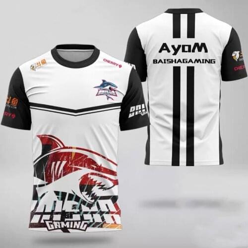 EVEN Cross Fire 2021 New White Shark Team Uniform CF Gaming E-sports Uniform Competition Uniform Short Sleeve T-shirt