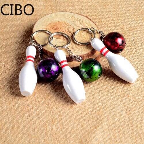 New Gift,Fashion Two-piece bags bowling Alloy pendant keychain car key chain