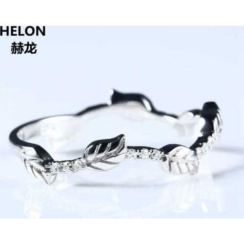 Natural Diamonds Engagement Ring Wedding Band Solid 14k White Gold Leaf Unique Party Fine Jewelry Trendy