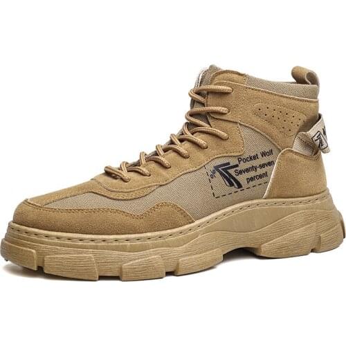 Autumn and Winter Fashion Pig Suede Mid-mouth Round Toe New Retro Tooling Mens Shoes; Wear-resistant Mens Boots Sports Shoes