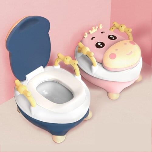 Portable Baby Travel Potty Cute Toddler Toilet Bowl Childrens Pot Training Seat Anti-Slip Kids Toilet Seat with Soft Cushion