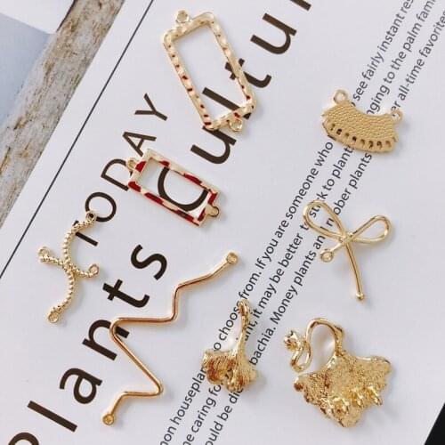 KC Gold Plated Earring Accessories Metal Charms Pendant Eardrop Components Necklace Diy Making Material Jewelry Finding 8pcs