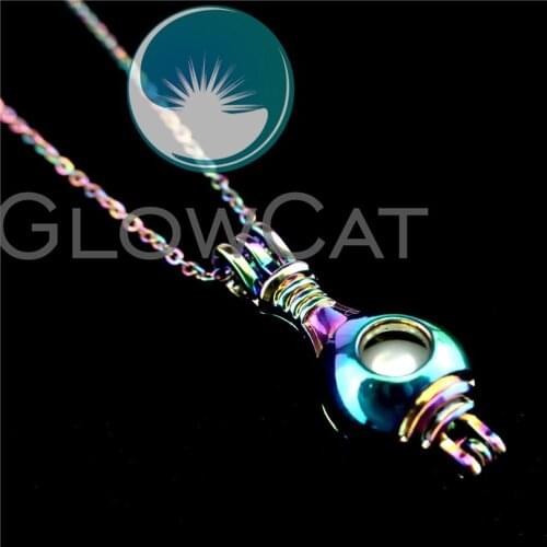 R-C595 Colorful Bottle Beads Cage Pendant Perfume Diffuser Aromatherapy Stone Pearl Cage Locket Necklace