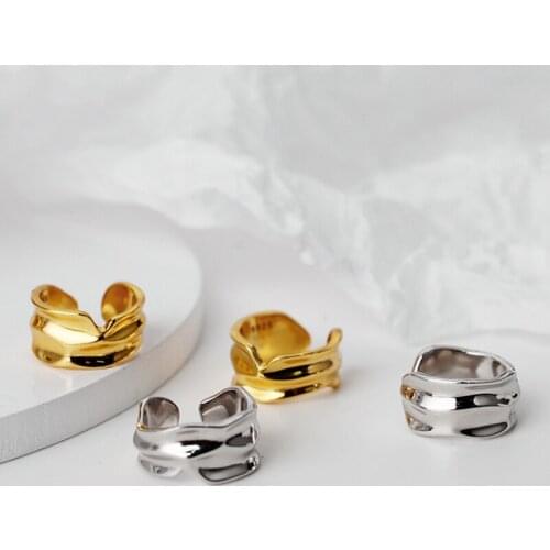 Minimalist 925 Silver Irregular Ear cuff Concave Sterling Silver Earrings for women No Pierced INS Style Design Jewelry