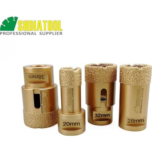 SHDIATOOL 4pcs Diamond Vacuum Brazed Drilling Core Bits With M14 Thead Crown porcelain tile drill bits Granite Marble Hole saw