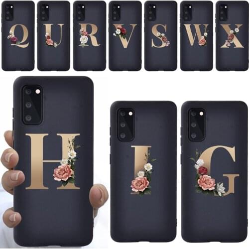 Slim Phone Case for Samsung S8 S9 S10/S10 Plus Samsung S20/S20 Plus Soft Silicone Luxury Initial Name Letter Pattern Back Cover