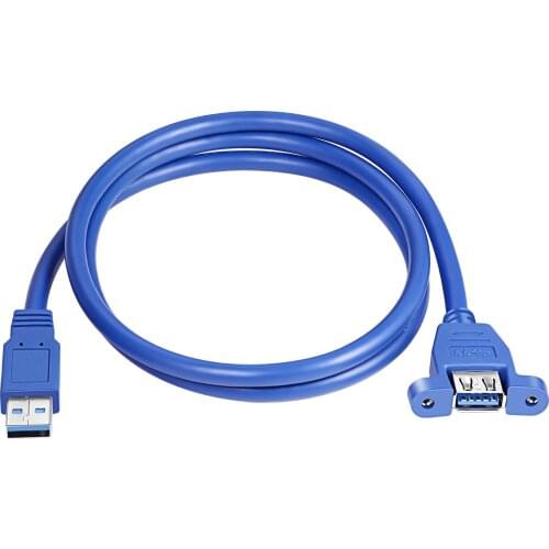 USB3.0 male to female extension cable with nut screw hole to fix the panel, pure copper with ear data cable