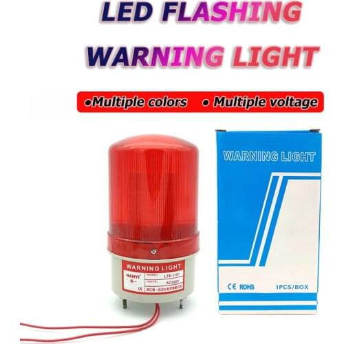 12/24/110/220V Outdoor LED Rotary Warning Light with Bracket Flashing Alarm Light Red Signal Lamp for Sliding Swing Gate Opener