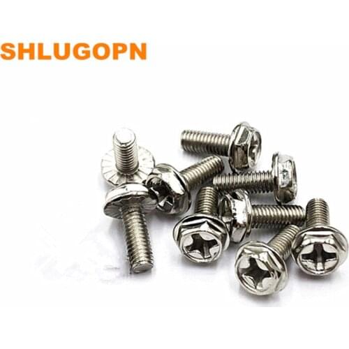 50pcs Toothed Hex Computer PC Case Hard Drive Motherboard Mounting Screws M3 M4 Stainless steel 304