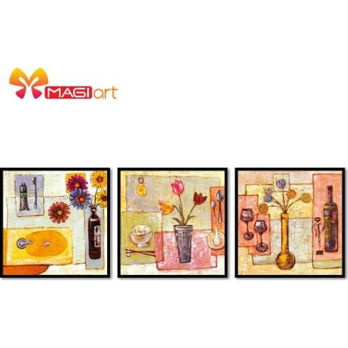 Cross stitch kits Embroidery needlework sets 11CT water soluble canvas patterns 14CT A table with flowers-NCMF063