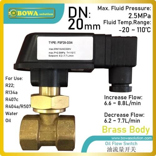 Good quality DN20 oil flow switches widely used in foodstuff industry, water-cooled air-condition, petroleum and petrifaction