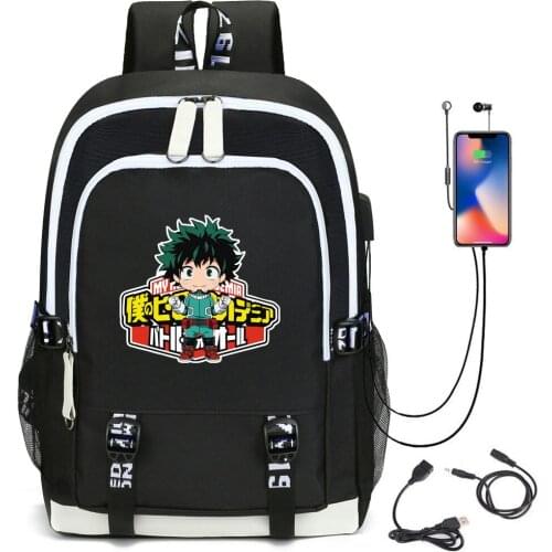 Japanese Anime Deku Cosplay Backpack My Hero Academia USB Large Capacity Students Schoolbags Shoulderbags Computer Bags 2021