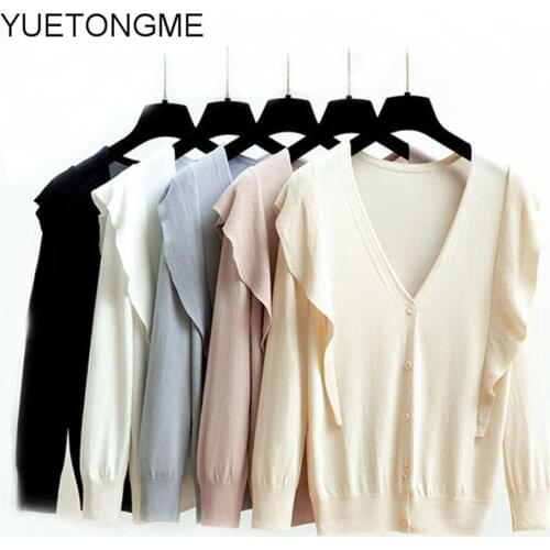 Knit Sweater Women Autumn 2019 Female Casual Long Sleeve Button Cardigan Knitted Sweaters Coat Femme Winter Warm Clothes SW087