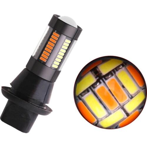 1PCS Automobile LED Daytime Running Light with Turn Signal Two Color Yellow White Traffic Lights 4014-66 12V Day Light Universal