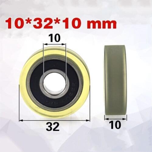 [PU1032-10] 1PCS TPU PU rubber 6000RS ball bearing roller wheels 10*32*10mm 1032T flat roller PU pulley