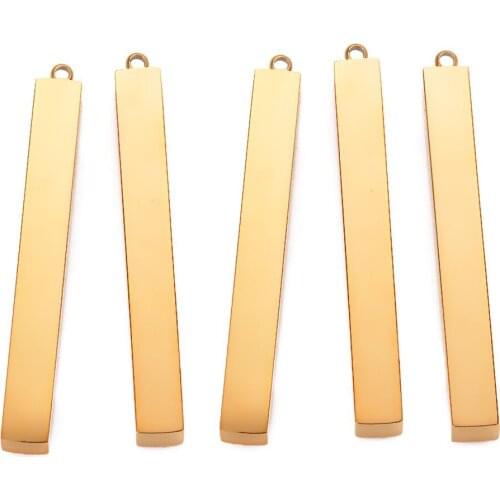 10Pcs/lot Stainless Steel 3D Cuboid Pendant Stamping Blanks Rectangle Bar Dog Tags For DIY Making Pendant Wholesale