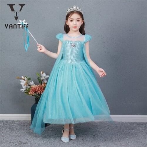 2021 Hot Sale Princess Dresses for Girls Ice Mesh Queen Clothes Fancy Children Costume Beautiful Christmas Halloween Party Dress
