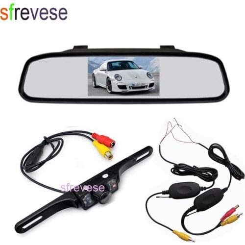4.3" LCD Mirror Monitor + 7 LED IR Night Vision Reversing Wireless Camera Car Rear View Kit Parking System
