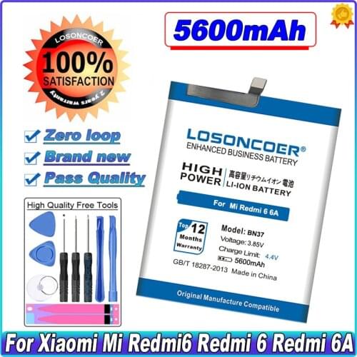 LOSONCOER BN37 4550mAh High Capacity Battery For Xiaomi Mi Redmi 6 Redmi6 Redmi 6A Redmi6A Redrice 6 Smart Phone Batteries
