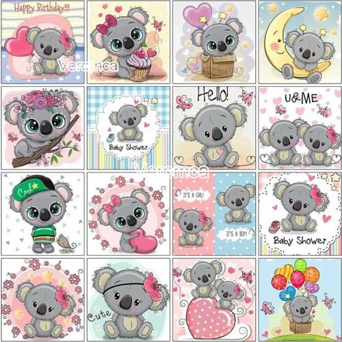 Full Square Round Diamond Painting Cartoon Animal Koala Cross Stitch Mosaic Diamond Embroidery Kids Room Decor Birthday Gift