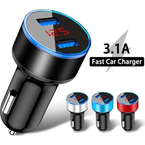 Digital Display Dual USB Car Charger Universal 3.1A Fast Charging Voltage Monitoring For Samsung iPhone Phone GPS Car-Charger
