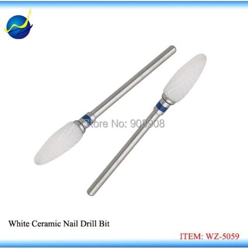 Free Shipping 1pc White Ceramic Nail Drill Bits Pedicure Machine Calluses Flame Bit Tools 3/32" Shank