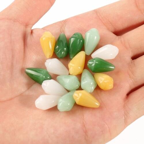 9x16mm Green White Yellow Half Hole Lampwork Beads Cone Shape Glass Beads for DIY Bracelet Jewelry Making Accessories 20pcs/lot