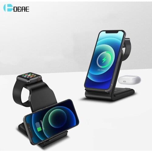DCAE 15W Fast Qi Wireless Charger For iPhone 12 11 XR XS X Samsung S21 S20 Apple Watch SE 6 5 4 3 2 Airpods Pro Charging Holder