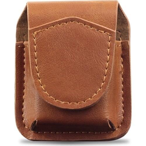 Genuine Brown Leather Lighter Storage Cover Oil Lighter Holster cover Pack Belt Clip Hunting Camping Waist Holster