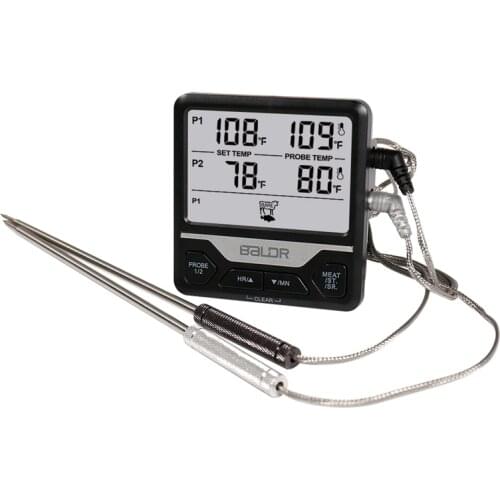 Baldr Digital Dual Probe BBQ Thermometer Kitchen Meat Cooking Waterproof LCD Temperature Adjust Set Monitor Barbecue Timer Tools