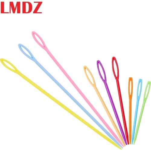LMDZ 90/60/30Pcs Mix Size 7-15cm Children Colorful Plastic Needles Tapestry Binca Sewing Yarn Needle Plastic Needles For Kids
