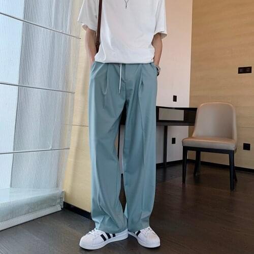 Hualun spring and summer light mature drape feeling suit pants black straight pants wide leg pants trend Korean leisure pants