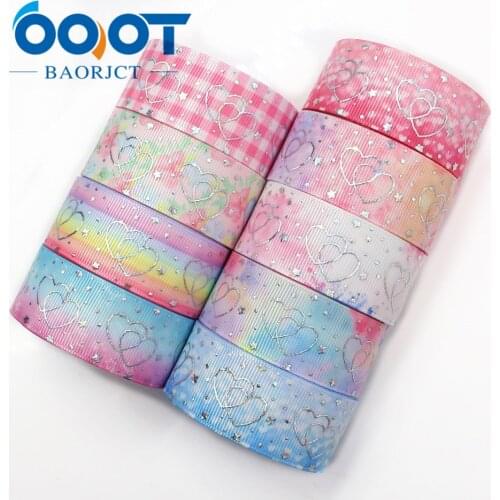 I-19326-787 1'' 25mm high quality LOVE laser silver Printed grosgrain ribbon,Gradient pattern laser silver DIY bow