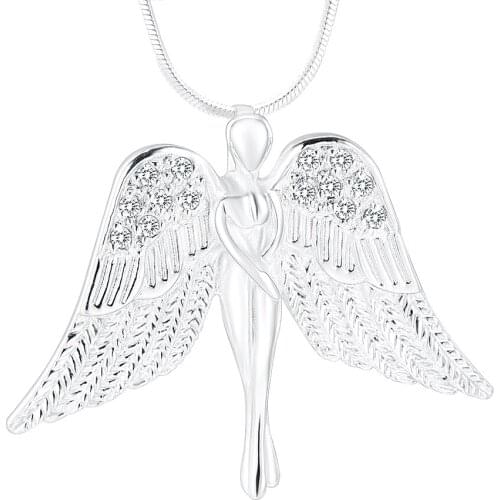 K10083 Angel Lady Cremation Jewelry for Ashes Pendant Locket Stainless Steel Keepsake Memorial Urn Necklace
