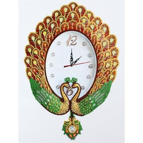 35x45cm Peacock Clock Diamond Painting Kits Clock 5D Diamond Mosaic Sale Diy Diamond Embroidery Partial Rhinestones Wall sticker