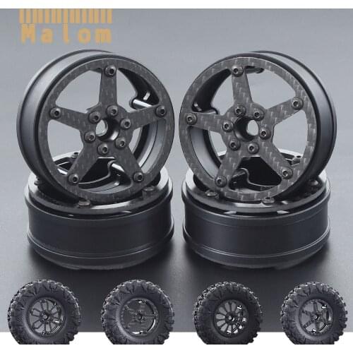 4Pcs Carbon Fiber Wheels Rim 2.2 Inch for RC Crawler MOA competition Traxxas TRX4 TRX6 Axial SCX10 90046 Wraith RR10 Redcat