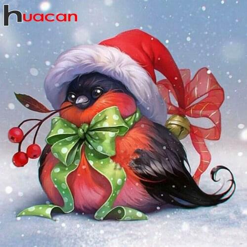 Huacan 5D DIY Diamond Embroidery Beads Sets bird winter Diamond Painting Cross Stitch Mosaic Animal Christmas Rhinestone Picture