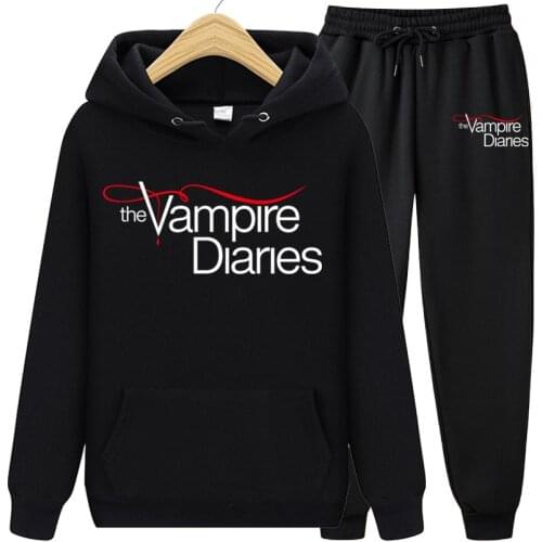 The Vampire Diaries Two Pieces Sets Thick hoodies Tracksuit Men/women Sportswear Gyms Fitness Training Hoodies Sweatshirts
