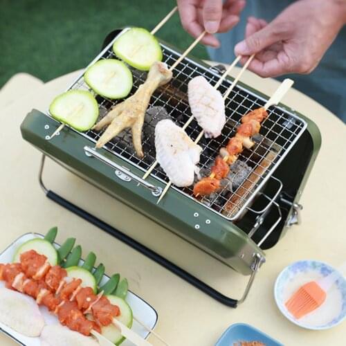 Stainless Steel Folding Barbecue Grill Charcoal Stove Korean Skewers Grill Outdoor BBQ Grill Household Barbecue Stove Utensils