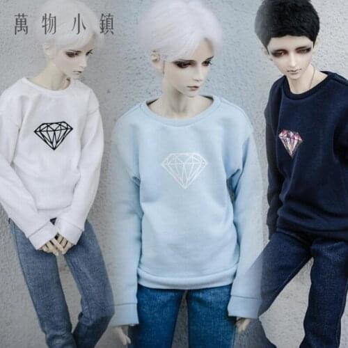 New Diamond Printing Black/Blue/White Tops 1/3 1/4 Uncle Boy BJD SD MSD Doll Clothes